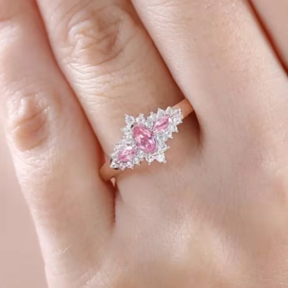 Mahenge Spinel and White Zircon Floret Sparkle Ring